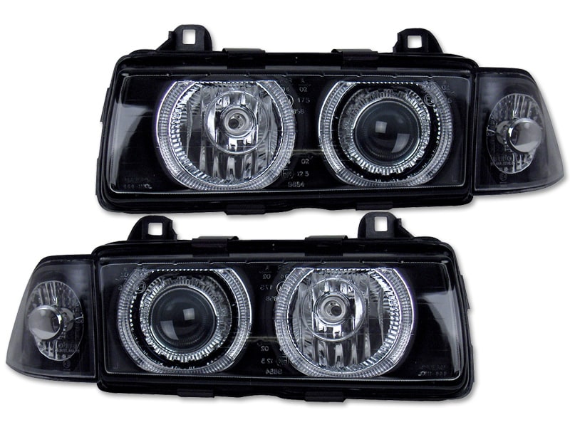 Angel Eyes Headlights Black For BMW E36 Coupe & Convertible All Models 1990-1999