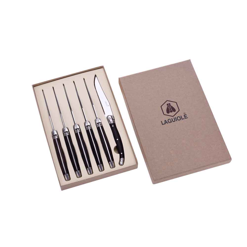 Laguiole, Set of 6 Oak Wood Steak Knives - Must Société