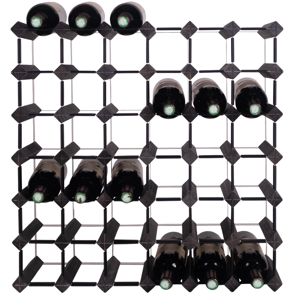Mensolas - 42 Flaschen - Schwarz gebeizte Kiefer | Wineandbarrels