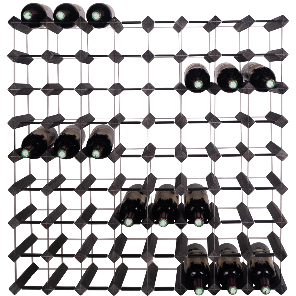 Mensolas - 72 Flaschen - Schwarz gebeizte Kiefer | Wineandbarrels
