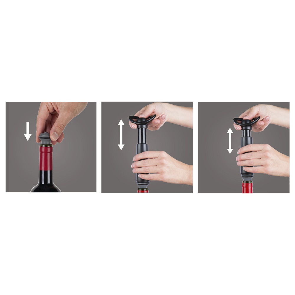 2 Bouchons De Vin Sous Vide VINAK TIME - Avec Indicateur De Date | Pompe Intégrée, Conservation Prolongée | Design Moderne